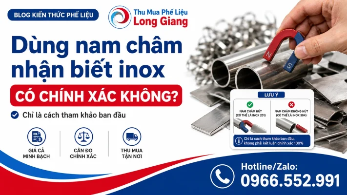 dùng nam châm nhận biết inox