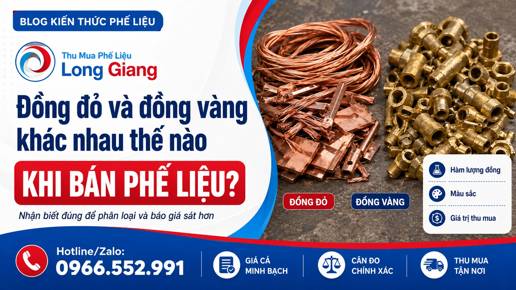 đồng đỏ và đồng vàng khác nhau